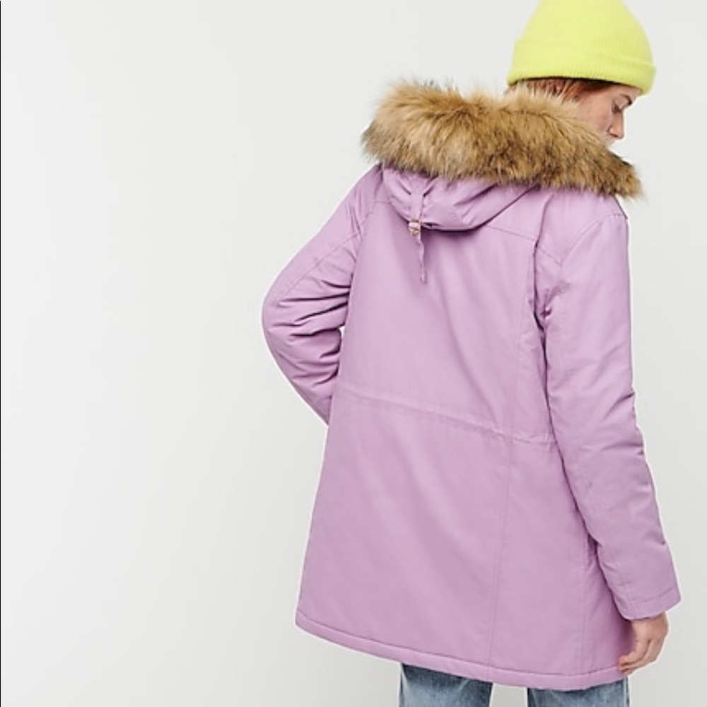 J. Crew Lavender Puffer Coat with Faux Fur Sherpa Lined Hood - Picture 14 of 14